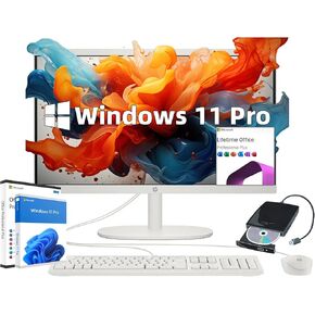 HP 2025 All-in-One Desktop Computer - Intel Celeron J4025 Processor • 21.5'' FHD Display • 32GB RAM • 1TB SSD • Free External CD/DVD Drive • Microsoft Office Lifetime • Wi-Fi 6 • Win 11 Pro • White