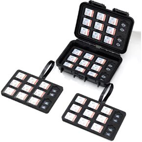 KIWIFOTOS 12 Pack CFexpress Type-B/XQD Memory Card Case Translucent Black Plastic Storage CFB Anti-Shock Card Holder