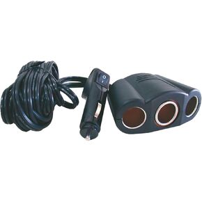 Maxsa 20093 Automotive 3 Outlet Power Adapter with On/Off Switch and 16' Cord