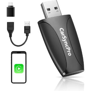 Wireless Carplay Adapter Auto Wireless Adapter, Fast & Stable Auto Connect Bluetooth CarPlay, Stable Control & No Delay, Supports Car Original Control with Type-C/USB-A for 800+ Cars