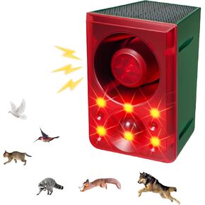 Solar Outdoor Motion Sensor Alarm with Strobe Light, 129dB Motion Sensor Detector Alarm with Dog Barking Sound & Remote Controller for Yard, Home, Chicken Coop, Villa, Farm, and Barn
