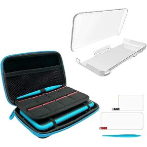 Crystal Clear Case for New Nintendo 2DS XL and for New Nintendo 2DS XL with Stylus,2 Screen Protector Film and 8 pcs Game Card Cases