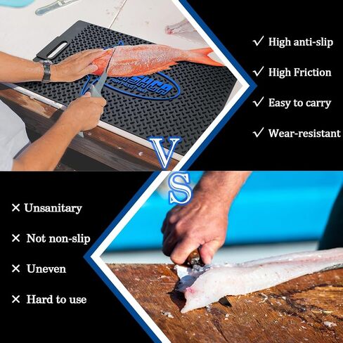 حصيرة فيليه 14 "x24" ، مع حقيبة تخزين ، وتنظيف الأسماك المحمولة وتقطيع اللوحة الأسماك لسهولة فيليه ، حصيرة السمك لتوسيع الأسماك (شعار صغير) in Saudi Arabia