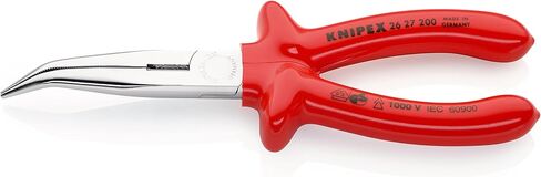 KNIPEX Tools - Long Nose Pliers With Cutter, 40 Degree Angled, 1000V Insulated (2626200), Multi, 8 in Saudi Arabia