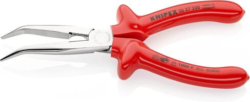 KNIPEX Tools - Long Nose Pliers With Cutter, 40 Degree Angled, 1000V Insulated (2626200), Multi, 8 in Saudi Arabia