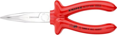 KNIPEX Tools - Long Nose Pliers With Cutter, 40 Degree Angled, 1000V Insulated (2626200), Multi, 8 in Saudi Arabia