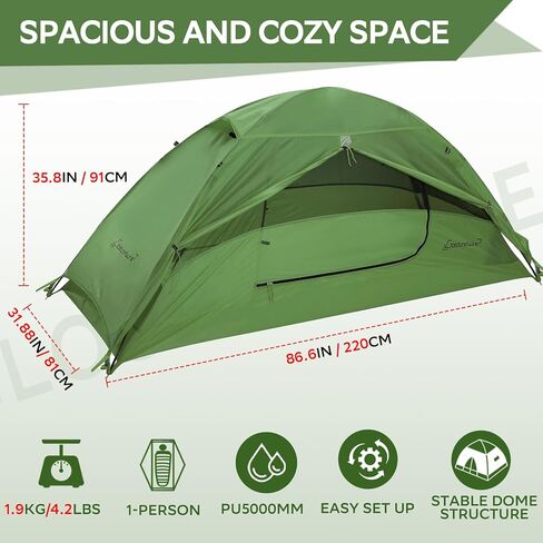 Clostnature Crux Lightweight Tent for Backpacking - 1/2/3/4 Person Ultralight Backpacking Tent, Waterproof Easy Setup Camping Tent, Hiking Tent for Outdoor, Hiking and Mountaineering in Kuwait