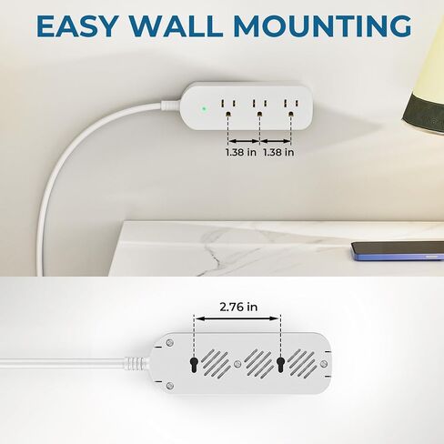 Outdoor Power Strip Weatherproof, 7-in-1 Surge Protector with 4 Wide Outlets 2USB A and 1USB C,1875W/15A, 6FT Flat Plug Multi-Plug Outdoor Extension Cord for Indoor Outdoor, UL FCC Listed in Saudi Arabia