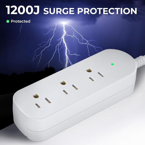 Outdoor Power Strip Weatherproof, 7-in-1 Surge Protector with 4 Wide Outlets 2USB A and 1USB C,1875W/15A, 6FT Flat Plug Multi-Plug Outdoor Extension Cord for Indoor Outdoor, UL FCC Listed in Saudi Arabia