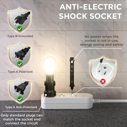 Outdoor Power Strip Weatherproof, 7-in-1 Surge Protector with 4 Wide Outlets 2USB A and 1USB C,1875W/15A, 6FT Flat Plug Multi-Plug Outdoor Extension Cord for Indoor Outdoor, UL FCC Listed in Saudi Arabia