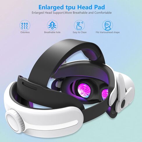 Head Strap for Meta Quest 3/s, Vr Accessories with Adjustable Elite Headstrap Design for Meta Quest 3/3s, White+Black in Saudi Arabia