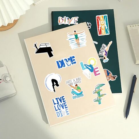 Swimming Stickers, 50Pcs Cartoon Swim Exercise Workout Fitness Vinyl Decals for Laptops Scrapbook, Zumkjde Luggage Phone Guitar Swimmer Sports Gifts for Kids Girls Boys in Saudi Arabia