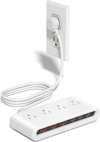 قطاع الطاقة مع USB C 35W ، واقي 2500 واط 5FT تمديد الحبل USB ، 6 منفذ شحن USB لأجهزة متعددة ، وملحقات المكتب المنزلي (Green ، 4AC PD20W) in Kuwait