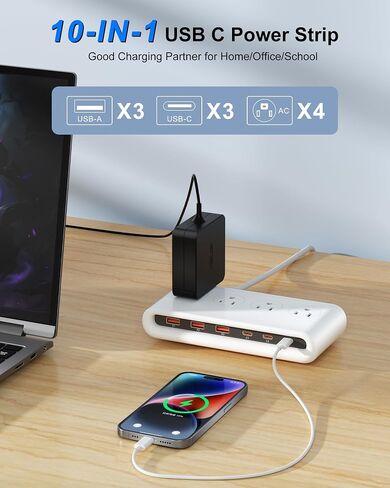 قطاع الطاقة مع USB C 35W ، واقي 2500 واط 5FT تمديد الحبل USB ، 6 منفذ شحن USB لأجهزة متعددة ، وملحقات المكتب المنزلي (Green ، 4AC PD20W) in Kuwait