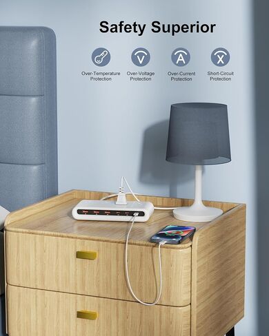 قطاع الطاقة مع USB C 35W ، واقي 2500 واط 5FT تمديد الحبل USB ، 6 منفذ شحن USB لأجهزة متعددة ، وملحقات المكتب المنزلي (Green ، 4AC PD20W) in Kuwait