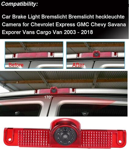 Car Third Roof Top Mount Brake Lamp Light Rear View Reverse Parking Camera,replacement for Chevrolet Express GMC Chevy Savana Exporer Vans Cargo Van 2003-2018 in Saudi Arabia
