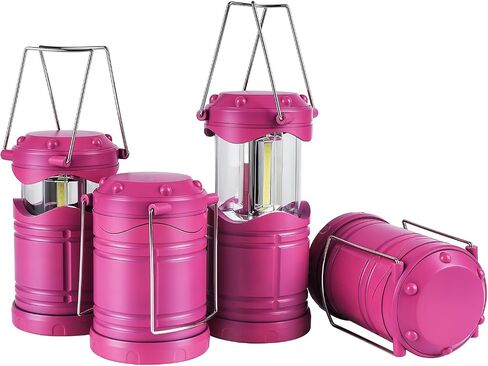Lichamp LED Camping Lantern, 4 Pack Battery Powered Flashlight for Power Outages, Portable Collapsible Hanging Light Essential for Home, Outdoor, Emergency Lamp Survival Kit Gear for Hurricane, Black in Saudi Arabia
