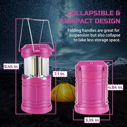 Lichamp LED Camping Lantern, 4 Pack Battery Powered Flashlight for Power Outages, Portable Collapsible Hanging Light Essential for Home, Outdoor, Emergency Lamp Survival Kit Gear for Hurricane, Black in Saudi Arabia