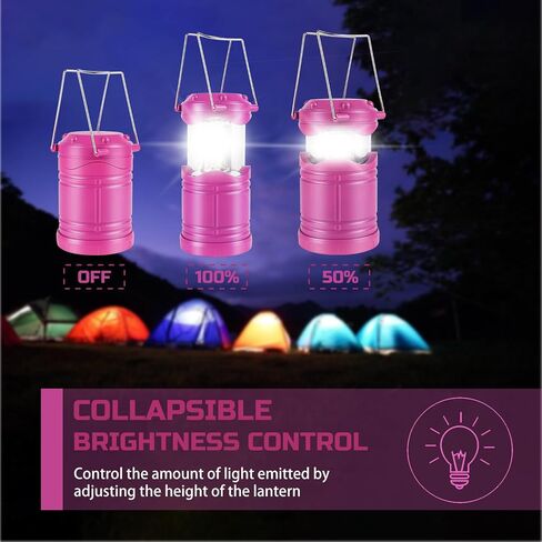 Lichamp LED Camping Lantern, 4 Pack Battery Powered Flashlight for Power Outages, Portable Collapsible Hanging Light Essential for Home, Outdoor, Emergency Lamp Survival Kit Gear for Hurricane, Black in Saudi Arabia