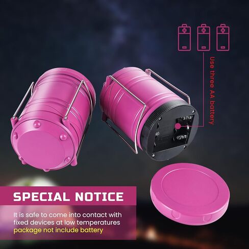 Lichamp LED Camping Lantern, 4 Pack Battery Powered Flashlight for Power Outages, Portable Collapsible Hanging Light Essential for Home, Outdoor, Emergency Lamp Survival Kit Gear for Hurricane, Black in Saudi Arabia