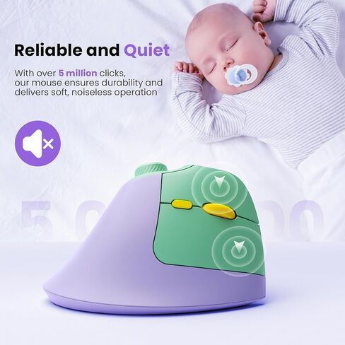 SEENDA ERGONIMIC MOUSE RESTHARGELISE ، الماوس اللاسلكي العمودي مع مقبض الصوت ، نقرات هادئة ، اتصال 3 أجهزة (Bluetooth أو USB) ، الفئران البصرية لنظام التشغيل Windows ، PC/MAC- الأسود in Kuwait
