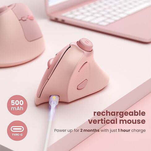 seenda Ergonomic Mouse Rechargeable, Vertical Wireless Mouse with Volume knob, Quiet clicks, 3 Device Connection (Bluetooth or USB), Optical Mice for Windows, PC/Mac- Black in Kuwait