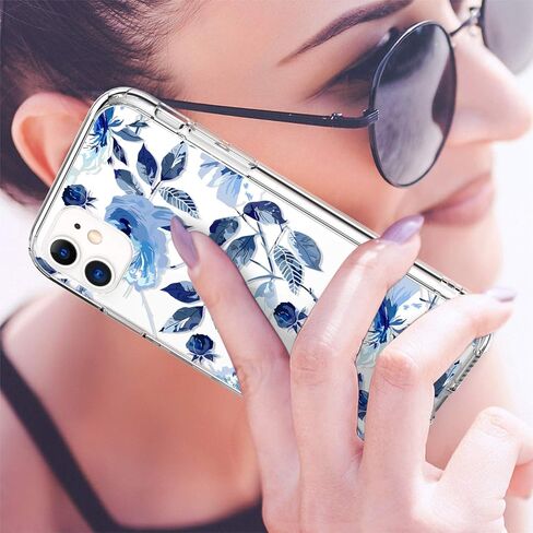 GiiKa for iPhone 11 Case with Screen Protector, Clear Heavy Duty Protective Case Floral Girls Women Shockproof Hard PC Back Case with Slim TPU Bumper Cover Phone Case for iPhone 11, Small Flowers in Kuwait