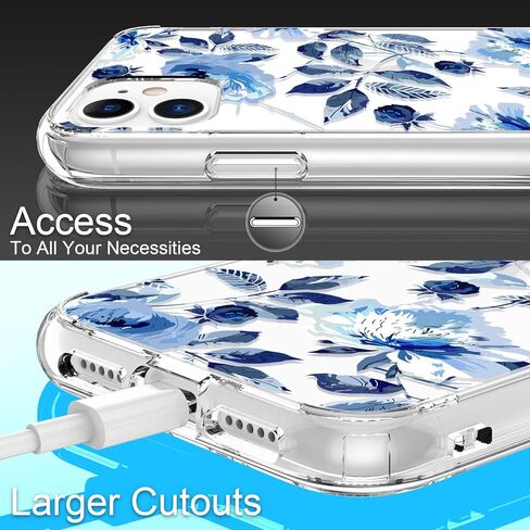 GiiKa for iPhone 11 Case with Screen Protector, Clear Heavy Duty Protective Case Floral Girls Women Shockproof Hard PC Back Case with Slim TPU Bumper Cover Phone Case for iPhone 11, Small Flowers in Kuwait