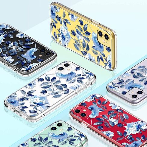 GiiKa for iPhone 11 Case with Screen Protector, Clear Heavy Duty Protective Case Floral Girls Women Shockproof Hard PC Back Case with Slim TPU Bumper Cover Phone Case for iPhone 11, Small Flowers in Kuwait