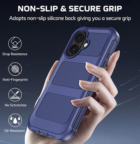 for iPhone 16 Case with 2X Screen Protector + [Kickstand & Belt Clip Holster], Military-Grade Drop Protection Bumper Heavy Duty Dustproof Shockproof Phone Case for iPhone 16 6.1" in Kuwait
