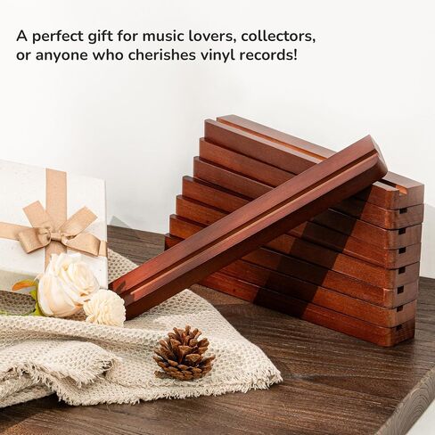 Axeman Wood Vinyl Record Wall Mount ، أرفف عائمة لـ LPS ، قرص مضغوط ، شاشة جدار حامل الألبوم ، الحافة الخشبية الأنيقة لتخزين سجل الفينيل ، ديكور منزلي عتيق - 4 حزمة ، بني in Kuwait