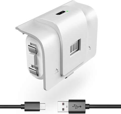 Rechargeable Xbox Battery Pack Compatible with Xbox Series X|S, Xbox One/One S/One X/Elite Controllers, 1400mAh Xbox Controller Battery Pack Rechargeable with USB Cable, Play While Charging,White in Saudi Arabia