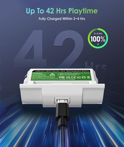 Rechargeable Xbox Battery Pack Compatible with Xbox Series X|S, Xbox One/One S/One X/Elite Controllers, 1400mAh Xbox Controller Battery Pack Rechargeable with USB Cable, Play While Charging,White in Saudi Arabia