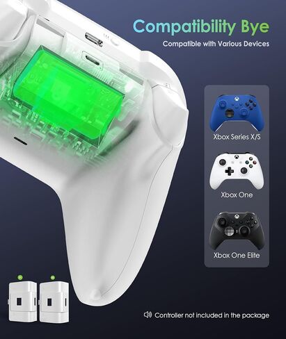 Rechargeable Xbox Battery Pack Compatible with Xbox Series X|S, Xbox One/One S/One X/Elite Controllers, 1400mAh Xbox Controller Battery Pack Rechargeable with USB Cable, Play While Charging,White in Saudi Arabia