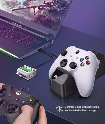 Rechargeable Xbox Battery Pack Compatible with Xbox Series X|S, Xbox One/One S/One X/Elite Controllers, 1400mAh Xbox Controller Battery Pack Rechargeable with USB Cable, Play While Charging,White in Saudi Arabia
