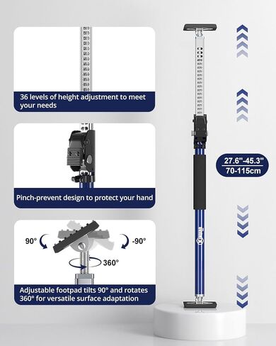 XINQIAO Adjustable Support Pole, Premium Steel Support Rod with 154 LB Capacity, Ideal for Cabinet Installing, 3rd Hand Support System, Cabinet Jacks Cargo Bars Drywalls, 63 in to 114.2 in, 1 PC in Kuwait