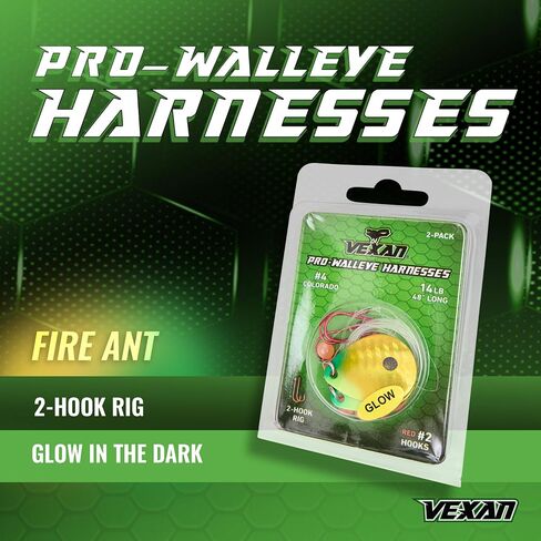 Vexan Glow Walleye Spinner Rig - Worm Harnesses for Walleye Fishing, Live Bait Rigs - Crawler Harness for Walleye - Walleye Fishing Lures in Saudi Arabia
