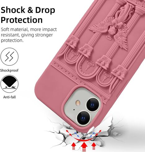 Ownest Compatible for iPhone 13 Pro Max Case with Silicone 3D Cute Angel Statue Retro Pattern Fashion Simplicity Design Aesthetic Women Teen Girls Phone Shockproof Cover -Red in Saudi Arabia