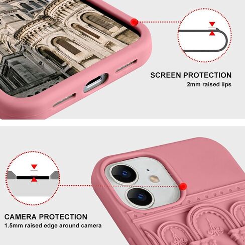 Ownest Compatible for iPhone 13 Pro Max Case with Silicone 3D Cute Angel Statue Retro Pattern Fashion Simplicity Design Aesthetic Women Teen Girls Phone Shockproof Cover -Red in Saudi Arabia