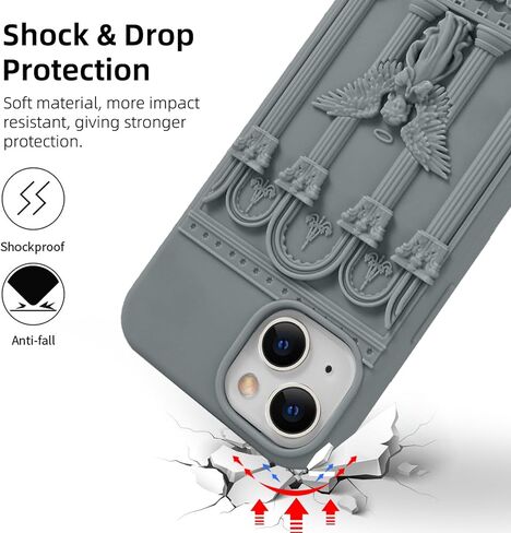 أمثل المتوافق مع iPhone 13 Pro Max Case مع Silicone 3D Cute Angel تمثال Retro Pattern Passion Simplicity Design Women Women Teen Girls Phone Cover -RED -RED in Kuwait