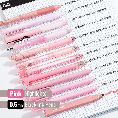 Mr. Pen- Gel Ink Pen Set, 12 pcs, Pastel Purple Barrel, Purple Pens with Black Ink Gel Pens Fine Point 0.5mm, One Highlighter, Cute Pens for Women, Purple Pen Set, Aesthetic Pens for Journaling in Saudi Arabia