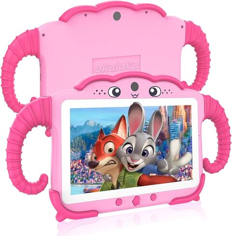 okulaku Kids Tablet 7 inch Tablet for Kids 3-7 Toddler Tablet with Case WiFi, Kid Learning Tablet 32GB Installed with Educational Games 64GB Expanded Child Tablet Parent Control Tablet for Boys Girls in Saudi Arabia