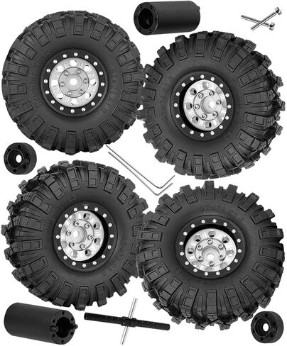 RC 1.0 في إطارات حافة العجلات لـ 1/18 1/24 TRX4M محوري SCX24 FMS FCX24 RC CRAWLER CAR ، الألومنيوم 4pcs 1.0 بوصة حافة الإطارات المطاطية الناعمة ، التيتانيوم in Saudi Arabia