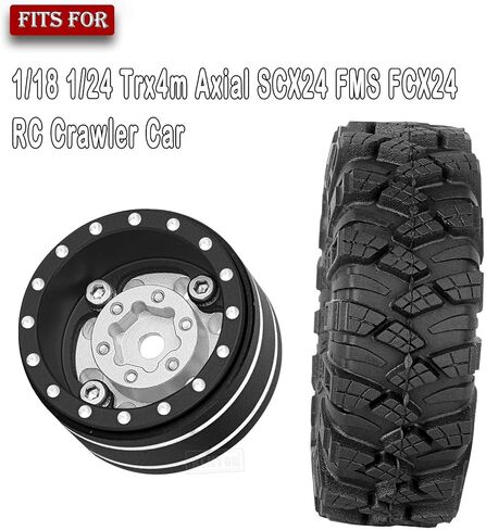 RC 1.0 في إطارات حافة العجلات لـ 1/18 1/24 TRX4M محوري SCX24 FMS FCX24 RC CRAWLER CAR ، الألومنيوم 4pcs 1.0 بوصة حافة الإطارات المطاطية الناعمة ، التيتانيوم in Saudi Arabia
