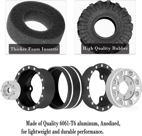 RC 1.0 في إطارات حافة العجلات لـ 1/18 1/24 TRX4M محوري SCX24 FMS FCX24 RC CRAWLER CAR ، الألومنيوم 4pcs 1.0 بوصة حافة الإطارات المطاطية الناعمة ، التيتانيوم in Saudi Arabia