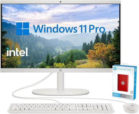 HP 2025 22" FHD All-in-One Desktop Computer, 13th Gen Intel Quad-Core Processor, 8GB DDR5 5200MHz RAM, 128GB UFS, HDMI, Type-C, Wi-Fi 6, HD Webcam, Windows 11 Pro in Saudi Arabia
