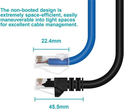 كابل تصحيح Monoprice Cat6A - 50 قدم - أسود | 26AWG، 10G، موصل نحاسي مكشوف، موصل نحاسي مطلي بالذهب، RJ45، كابل إيثرنت بدون تشغيل in Saudi Arabia