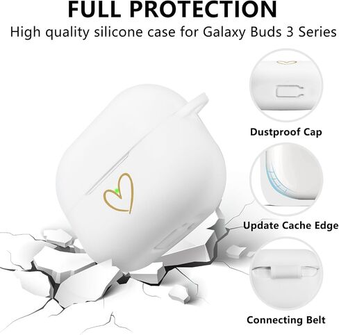 Compatible with Samsung Galaxy Buds 3 Pro and Galaxy Buds 3 (2024), Soft Silicone Case with Gold Heart Pattern with Cute Butterfly Keychain for Girls Women (Midnight Blue) in Saudi Arabia
