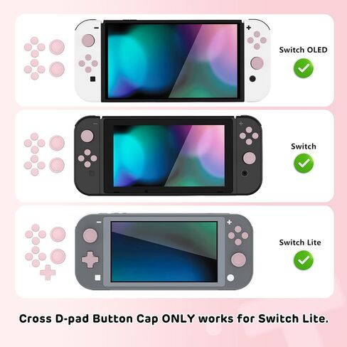PlayVital Silicone Button Covers and Thumb Grip Set for Nintendo Switch/OLED Joycon/Switch Lite, ABXY Directional Key Button Caps for Nintendo Switch/OLED/Lite with Switch Lite D-Pad Button Cap, Pink in Saudi Arabia