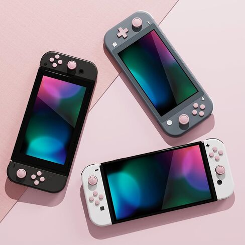 PlayVital Silicone Button Covers and Thumb Grip Set for Nintendo Switch/OLED Joycon/Switch Lite, ABXY Directional Key Button Caps for Nintendo Switch/OLED/Lite with Switch Lite D-Pad Button Cap, Pink in Saudi Arabia